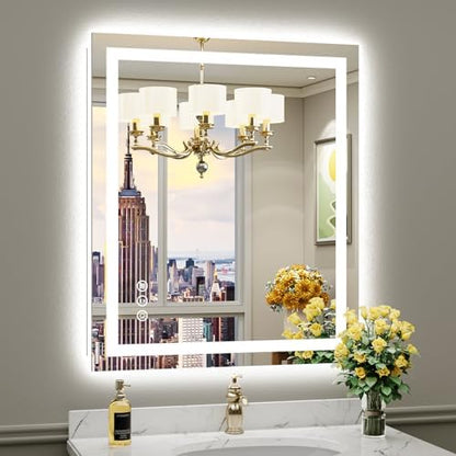 Briivue 36x30 Inch LED Bathroom Mirror with Lights, Backlit & Front Lit
