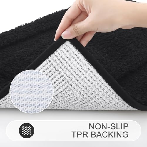SHACOS Soft Microfiber Black Bathroom Rugs Sets 2 Pieces 32x20 inch