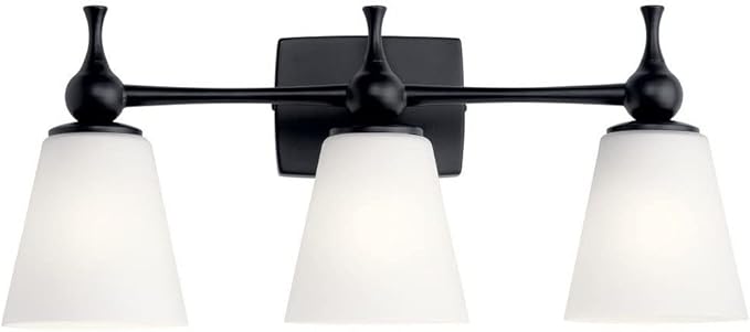 Kichler Cosabella 24 Inch 3 Light Vanity Light with Satin Etched Case Opal in Black