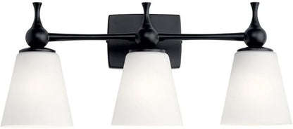 Kichler Cosabella 24 Inch 3 Light Vanity Light with Satin Etched Case Opal in Black