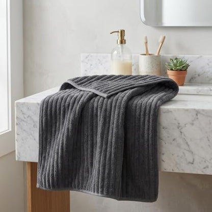 3 Pack Bath Towel Set, 40"x80" Oversized Bath Sheet, Charcoal Gray