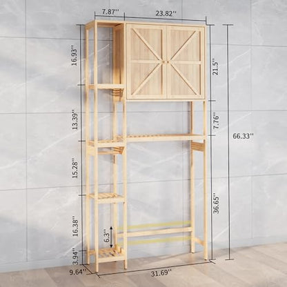 Bamboo Over-the-Toilet Storage Cabinet with Shelves for Small Bathrooms