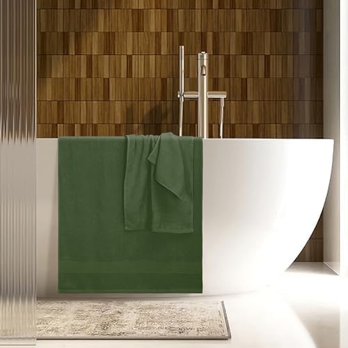 Belizzi Home 8 Piece Towel Set 100% Ring Spun Cotton, 2 Bath Towels 27x54, 2 Hand Towels 16x28 and 4 Washcloths 13x13 - Ultra Soft Highly Absorbent Machine Washable Hotel Spa Quality - Olive Green