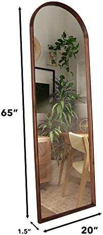 WallBeyond 65"x20" Full Length Mirror - Vintage Wood Framed Large Bedroom Floor Mirror, Farmhouse Wall Mounted or Leaning, Brown Solid Wood