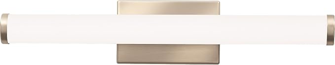 Lithonia Lighting 24-Inch LED Vanity Light with Warm White White Color Temperature, Contemporary Cylinder Bathroom Vanity Wall Light Fixture for Over The Mirror, Brushed Nickel