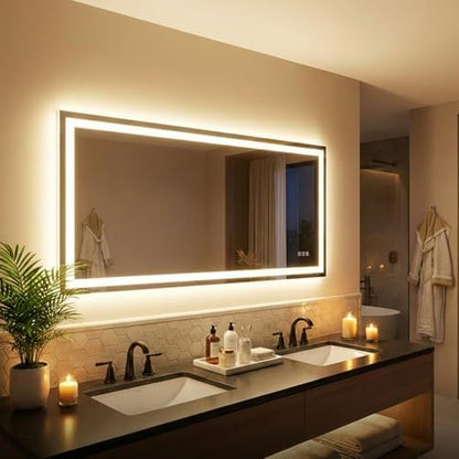 60"x 36" LED Bathroom Mirror with Lights, Backlit + Front Lit Vanity Mirror
