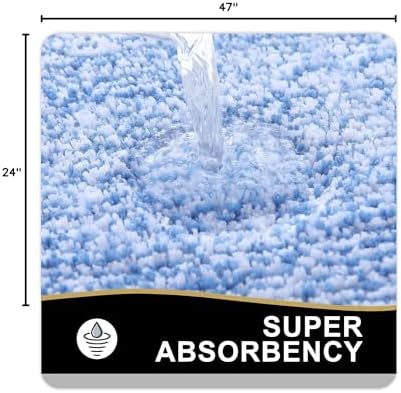 OLANLY Bathroom Runner Rugs 47x24, Long Bath Mats for Bathroom Floor, Blue