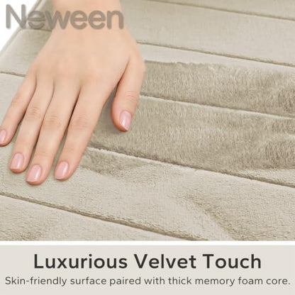 Neween Bathroom Rugs Set 2 Piece, Absorbent Memory Foam Bath Mat, Beige