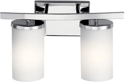 KICHLER Crosby 15" 2 Light Vanity Light Satin Etched Cased Opal Chrome