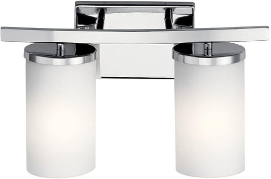 KICHLER Crosby 15" 2 Light Vanity Light Satin Etched Cased Opal Chrome