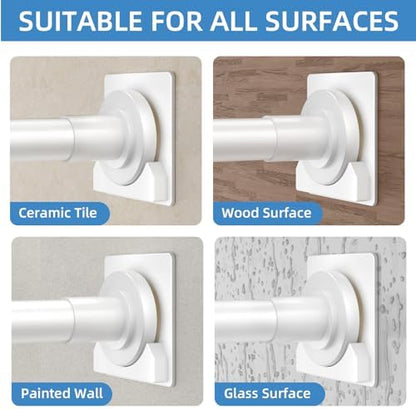 CorkLatta White Shower Curtain Rod,1 Inch Diameter Stainless Steel Adjustable Spring Tension Rods 32 to 92",with Holders,Anti-Slip,Curtain Rods No Drilling(1 Pack)
