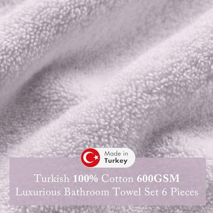 Madison Park 100% Turkish Cotton 600 GSM Bath Towel Set, 6 Piece, Lavender