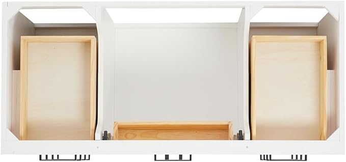 ARIEL Hepburn 48-inch Bathroom Vanity Base Cabinet,Solid Wood, 2 Soft Closing Doors, 9 Dovetail Drawers, White