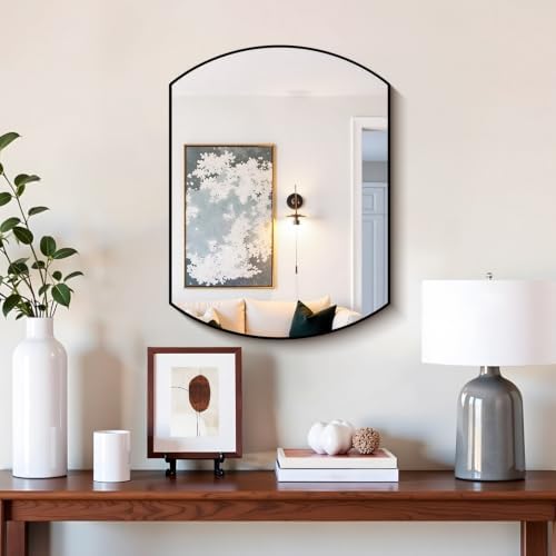 COFENY Bathroom Mirror, 18x24 Inch Black Oval Wall Mounted Mirror with Thin Metal Frame, Modern Bathroom Vanity Mirrors for Over Sink, Entryway, Living Room, Bedroom