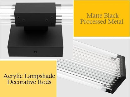 Ralbay 24inch Black Bathroom Vanity Light Bar 22W Modern LED Vanity Lights Matte Black Bathroom Wall Mounted Light Fixtures Over Mirror(5500K White Light)