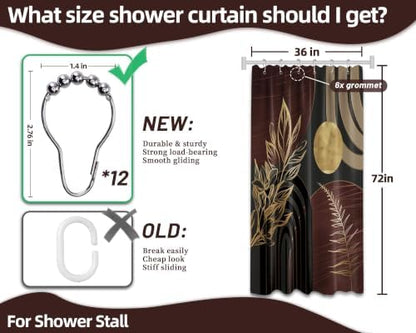 Dark Brown and Gold Stall Shower Curtain, 36X72 in Narrow Small