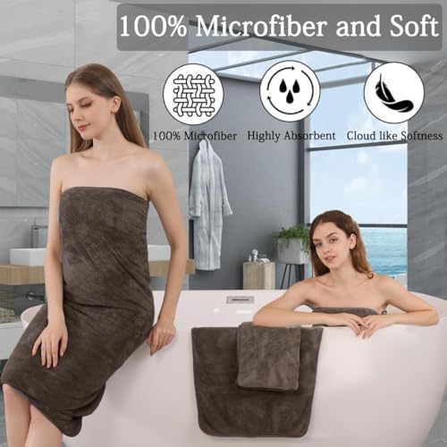 Luxury Bath Towels Set - 12 Piece (4 Large Bath Towels,4 Hand Towels,4 Washcloths), 100% Microfiber,Extra Absorbent Super Soft & Quick Dry,Complete Family Pack for Bathroom Gym Pool,Brown