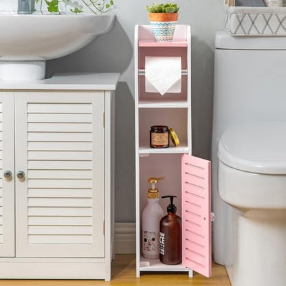 AOJEZOR Toilet Paper Holder Stand: Drill Free for Small Bathroom Renters
