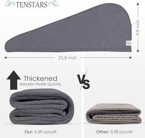 TENSTARS Hair Towel Wrap for All Hair Types, 5 Pack Microfiber Turban