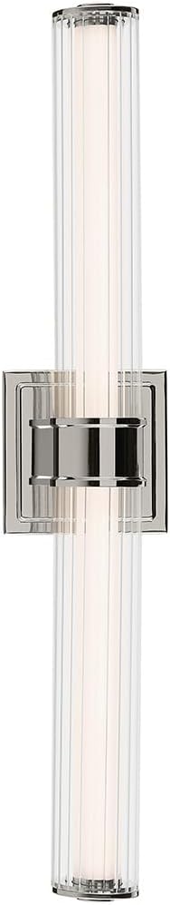 Kichler Laurene LED Bath Bar Light, Polished Nickel | Linear vanity light with clear fluted glass for bathroom mirrors (26.5" x 5"), 55196PNLED