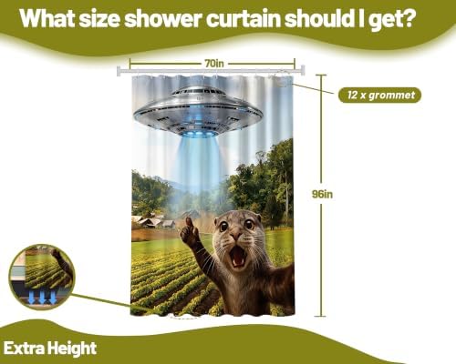 Extra Long Shower Curtain 96 Inchs Extra Tall Funny Otter XL Cool Quirky Shower Curtains for Large Bathroom Decor Sets, Waterproof Cloth Fabric with Hooks, 70 x 96 Inch