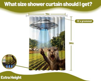 Extra Long Shower Curtain 96 Inchs Extra Tall Funny Otter XL Cool Quirky Shower Curtains for Large Bathroom Decor Sets, Waterproof Cloth Fabric with Hooks, 70 x 96 Inch