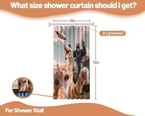 Small Stall Shower Curtain Rv Funny Cat Monkey, 36 x 72 Inchs