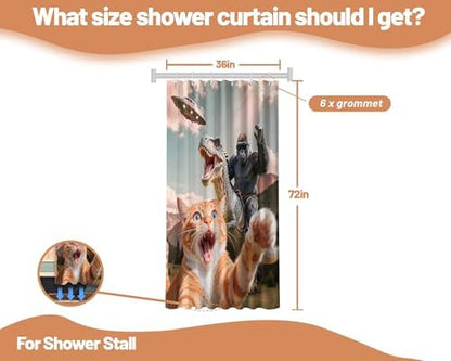 Small Stall Shower Curtain Rv Funny Cat Monkey, 36 x 72 Inchs