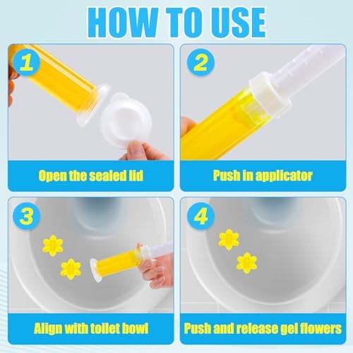 6 Pack Toilet Gel Stamp, 72 Stamps, Flowers Shaped,Toilet Bowl Cleaners
