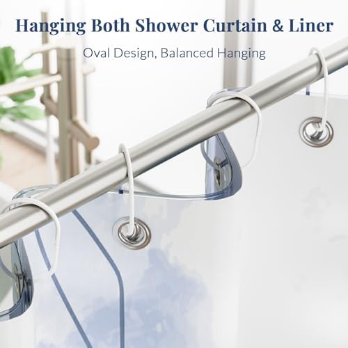 Bathway Shower Curtain Rings, White Shower Curtain Hooks 12 Pcs Anti-Drop Shower Rings for Curtain, Metal Shower Curtain Rings Rust Proof, Shower Hooks for Shower Curtain Rod, Curtain Rings