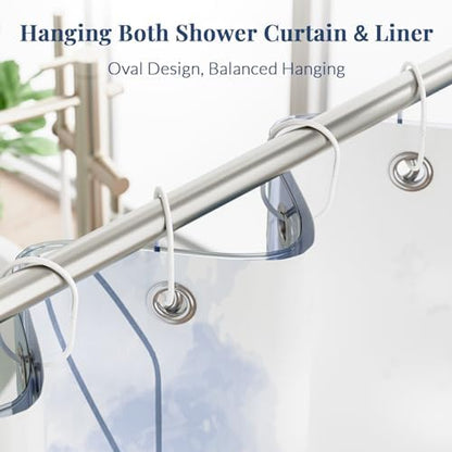 Bathway Shower Curtain Rings, White Shower Curtain Hooks 12 Pcs Anti-Drop Shower Rings for Curtain, Metal Shower Curtain Rings Rust Proof, Shower Hooks for Shower Curtain Rod, Curtain Rings