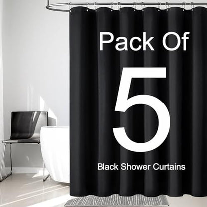 LLSCL 5 Pack Fabric Shower Curtain Liner with Magnets, Shower Curtain with Rustproof Metal Gromments and Waterproof Hotel Quality, 72 x 72 Machine Washable