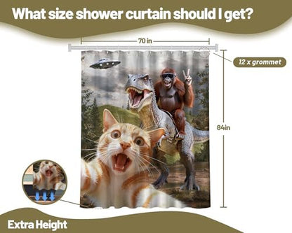 Extra Tall Shower Curtain XL Funny Cat Monkey, 70 x 84 Inchs