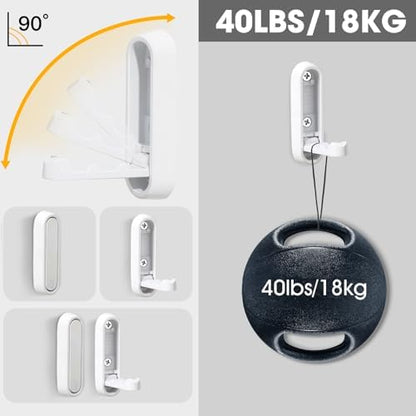 Dntorx Folding Wall Hooks, 2 Pack, White, Zinc Alloy, Heavy Duty Coat Hooks
