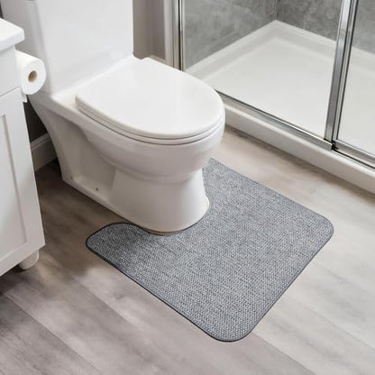 Bosap Toilet Rugs U Shaped Bathroom Rug,Machine Washable Non Slip Quick Dry Super Absorbent Ultra Thin Toilet Mats for Bathroom Toilet.Grey,1'8"x2'(20x24inch)