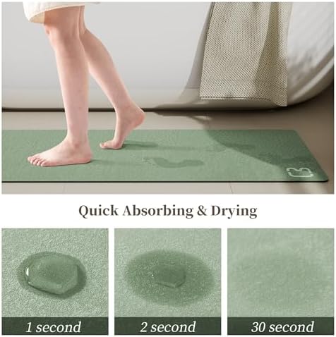 sage Green Long Stone Bath Mats for Bathroom Large Bathroom Rugs,15.7"x47"