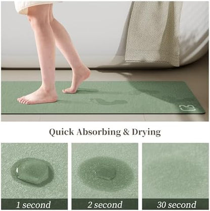 sage Green Long Stone Bath Mats for Bathroom Large Bathroom Rugs,15.7"x47"