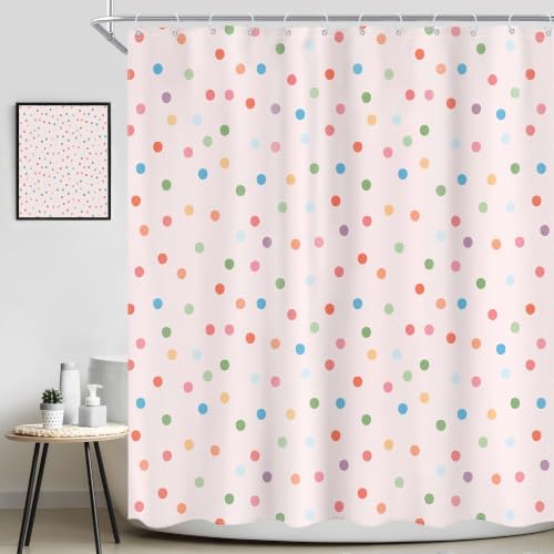 Polka Dot Shower Curtain Pink Pastel Modern Abstract Bathroom Curtain Sets
