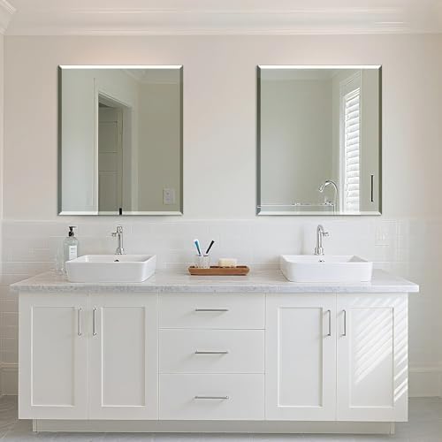 Bathroom Mirror for Over Sink 36x30 Inch Frameless Wall Mirror Beveled Edge