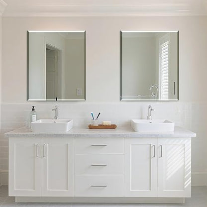 Bathroom Mirror for Over Sink 36x30 Inch Frameless Wall Mirror Beveled Edge