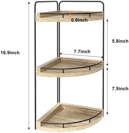 Fixwal 3 Tier Corner Bathroom Countertop Organizer Vanity Shelf Light Brown