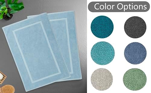HILLFAIR 900 GSM 100% Cotton Floor Towels - 2 Piece Towels Set - Ocean Blue