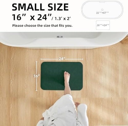 TYUU Thin Bath Mat, Small Bathroom Rugs Non Slip Washable, 16x24 Dark Green