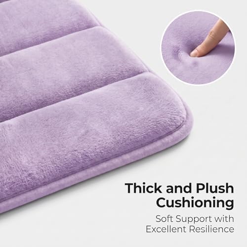 2 Piece Memory Foam Bath Mat Set, Extra Soft Absorbent Bathroom Rugs with U-Shaped Toilet Rug, Non-Slip Backing, Machine Washable, 24x16 + 20x20 U-Shaped, Lavender