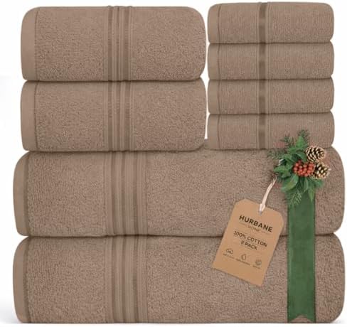 Light Brown Bath Towels for Bathroom, 100% Cotton, Thick, Soft, Luxury Bath Towels Set with 2 Extra Large Bath, 2 Hand, and 4 Washcloths – Plush, Absorbent, and Hotel-Quality Towels for Bathroom & Spa