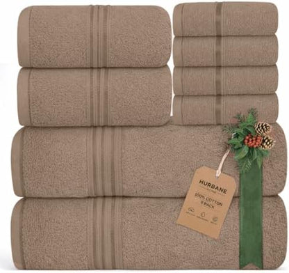 Light Brown Bath Towels for Bathroom, 100% Cotton, Thick, Soft, Luxury Bath Towels Set with 2 Extra Large Bath, 2 Hand, and 4 Washcloths – Plush, Absorbent, and Hotel-Quality Towels for Bathroom & Spa
