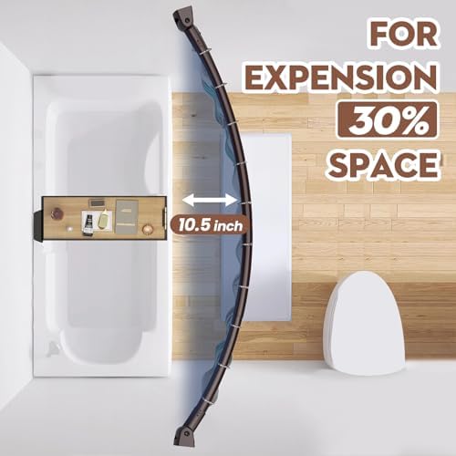 Bronze Curved Shower Curtain Rod 33-78 Inches Adjustable Shower Rods Curved Round Bowed Rust proof, Premium Stainless Steel Need To Drill Shower Curtain Rod for Bathroom, Bathtub, Stall