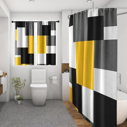Shower Curtain Set, for Bathroom Decor 72" x 72", Geometric