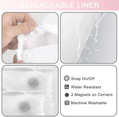 No Hook Shower Curtain and Liner Set for Bathroom, Ombre Pink, 71" x 74"