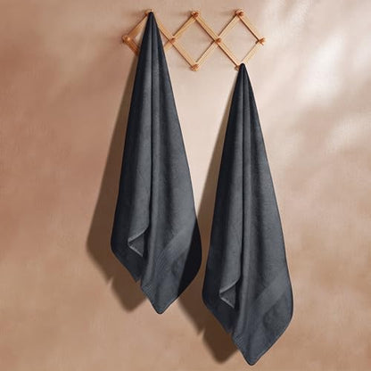 GLAMBURG Premium Cotton Oversized 2 Pack Bath Sheet 35x70-100% Pure Cotton - Ideal for Everyday use - Ultra Soft & Highly Absorbent - Machine Washable - Charcoal